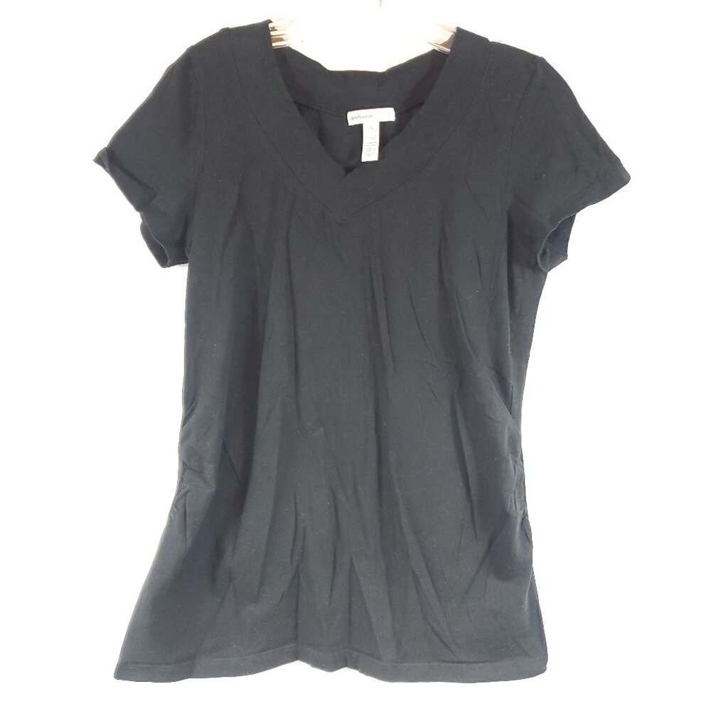 Ambiance Maternity Black Short Slv Wide V Neck Womens Maternity Tee Sz XL